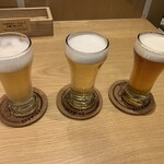 Tsuki to Taiyo Brewing Miredo Ten - 3 Flight Set [1グラス120ml](左から①LAT43 復刻版・②海の中から見た三日月・③I.P.A)、1,200円