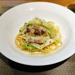 Ris. - ベーコン アンチョビ キャベツのオイルベースのスパゲッティ