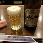 Umai Ryori Kodawari Shochu Mizuho - 「瓶ビール」中瓶。600円也。