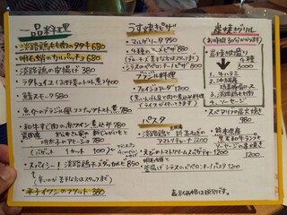 h Sakedokoro San Bar Ru - 訪問日のメニュー（2020.6時点）