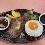 Steak Hamburger steak & Salad Bar Ken Kamata Ten - 元祖けんステーキ&ハンバーグレギュラー size、目玉焼きトッピング