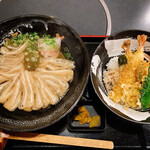 Hosouchi Udon Soba Dokoro Kansai Fukai Ten - きざみうどんと天丼のお昼のセット