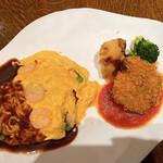 Grill Mantenboshi Azabu Juban Shinjuku Ten - 蟹クリームコロッケ
                        オムレツライス　デミグラス