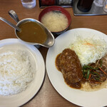 ニューラホール - ハンバーグ生姜焼きセット インドカレートッピング