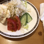 Komeda Coffee Ten Yokohama Nakada Ten - ミニサラダ250円　このフォークを包んでる感じが喫茶店ぽい。