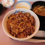 松屋 - プレミアム牛めしw 生玉子が見えず写らずで・・