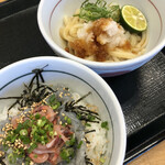 Naka U Susukino Nishi Ten - 刺身しらすと生桜海老丼＋すだちおろしうどん 740円