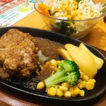 Steak Miya Ishioka Ten - 自家製ハンバーグ(レギュラー200ℊ)サラダセット