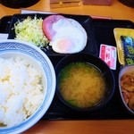 吉野家 - ハムエッグ牛小鉢定食大盛