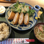 Okinawa Craft Beer & Ryukyu Bar Gachimaya - アグー豚メンチカツ定食@950円