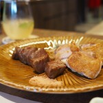 SAI Teppan Tenjinbashi - お肉の特別ステーキコース。