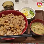 Sukiya Sanbyakuyonjuhachigo Yamagata Minamikanten Ten - にんにくゴマだれ豚丼(期間限定)メガ+サラダセット