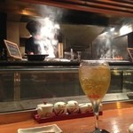 Yakitori Kadoya Sasebo Ten - カウンター席から。