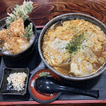 Sarashina Soba Isogiri Chuo Ten - たら天丼かけセット860円＋たまごとじ100円