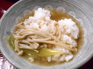 Kotobuki So - 夕食（ご飯に寄せ鍋のスープをかけて）