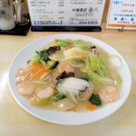 Chuka Saiten Kinpachi - 海老あんかけ焼そば(半麺) 670円