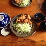 割烹 河むら - 料理写真:唐揚げ定食です。量も多くサイクリングの後のランチにはベストでした。実はここのお店、宴会では何度かお邪魔していたのですが初めてのランチでした。(^^)