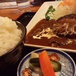 紋次郎 - ハンバーグ定食（ご飯大盛り）