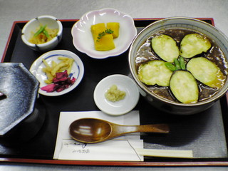 やまが - 夜のおもてなしｾｯﾄﾒﾆｭｰ　茄子そぼろあんかけセット　１２００円