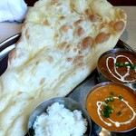 Namaste India Restaurant - 二種カレーセット（マトンカレー、ダルカレー、ナン、バスマティライス）　￥1050