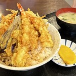 Takasago Shokudo - 天丼 1100円（海老・イカ・ナス・かき揚げ）