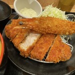 Matsu no Ya Chitose Funabashi Ten - 超厚切りロースかつ＆有頭大海老フライ（1尾）定食豚汁セット