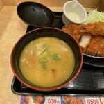 Matsu no Ya Chitose Funabashi Ten - 超厚切りロースかつ＆有頭大海老フライ（1尾）定食豚汁セット