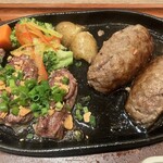 Ishigamaya Hamburger Steak Hiroshima Eruishiti Ten - 旨はらみステーキ＆ハンバーグ（単品）￥2,420接写