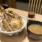 Hakata Tempura Takao Lect Hiroshima Ten - いわし天丼（銚子産いわし2枚･ささみ･煮玉子･野菜4種）￥1,400