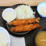 Matsuya Asaka Sensui Ten - 有頭大海老フライ定食＋ポテトサラダ