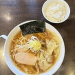 煮干し中華 八 - 朝ラーメン肉ワンタン＋小ライスセット850円