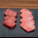 Yakiniku Ushigoro Ginza Ten - 究極の黒タン 厚切り  　厳選厚切りハラミ 本わさび