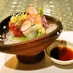 日本料理 オカモト - 2014.4 お造り（紋甲イカ、初ガツオ、天然鯛）