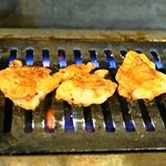 Horumon Yakiniku Niku no Ooyama - 2014.5 ガスロースターで焼きます（焼いているのは極ホルモン）