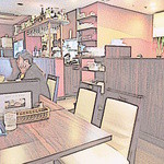 カナピナ - スケッチ画で店内を撮影