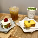 Tototo & Tonyu Senmon Ten - ・柚子茶
                      ・キャンドルケーキ
                      ・抹茶豆乳(HOT,甘さ控えめ)
                      ・かぼちゃのテリーヌ