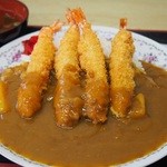 竹野食堂 - エビフライカレー：エビが４尾付いてます。