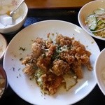 Fukuyu no Ie - 唐揚げの薬味ソースかけ定食(通常750円＋税)