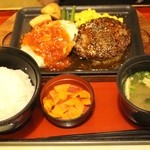 ジョイフル - ツインハンバーグ638円+和食セット206円