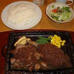 Hamburger Steak no Mise Matsuo - カットステーキとハンバーグのセットメニュー（1500円）