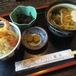 Teuchi Udon Fukawa - ミニ天丼定食（￥830）