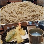 Ichinaru Ryugasaki Ten - お昼の天ざる蕎麦のアップと蕎麦湯