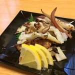 Shiojino - いか活造り定食のゲソを一部焼いて貰いました