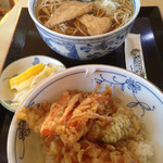 Maruka - 天丼セット(温そば) Tempura Bowl + Buckwheat Soba Noodles Combo at Maruka, Kamoi！♪☆(*^o^*)