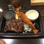 Steak Gusto Kisarazu Minami Inta- Ten - 16年2月  国産牛ロース厚切りステーキ ＋ トッピング海老フライ