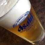 安楽亭 - 生ビール（中）（４９０円＋税→折込広告のクーポンで２４５円＋税）２０１６年５月