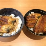 Muten Kura Zushi Kyoto Hisayo Ten - すしやの特上うな丼（右）すしやのうな丼（左）（比較）