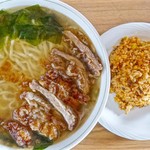 Yanagi Tei - やなぎ麺塩＋辛口半チャーハン
                      出前なので衣がフワトロ