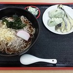 Bakka Son - 【H28.9.10】冷やしタヌキそば７００円。野菜天ぷら１ヶ８０円から茄子・ピーマン計１６０円。