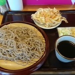 そば五輪 - もり蕎麦（大盛り）と海老かき揚げ